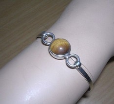 Sterling Silver Tiger&#39;s Eye Bangle Bracelet 10 Grams - £30.15 GBP