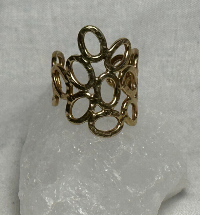 14K Yellow Gold Ovals Ring 4.33g Fine Jewelry Adjustable Finger Cuff Rings