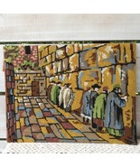 Vtg Jewish Wailing Wall Rabbi Prayer Finished Needlepoint Sampler 14 1/2... - $87.10 CAD