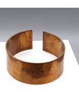 Vintage Wide Copper Cuff Bracelet, Stamped Name Karen, Personalized - £25.58 GBP