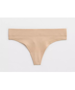 American Eagle Aerie Seamless Thong Panties LARGE Solid Beige Ribbed New - $288.23 MXN