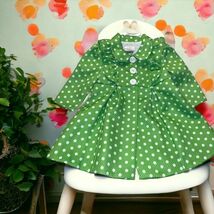 Bonnie Jean Coat Girl's 12M Green White Polka Dots Ruffles Retro Coat On... - $18.76