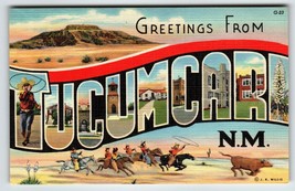Greetings From Tucumcari New Mexico Large Letter Postcard Linen Curt Teich NM - £8.56 GBP