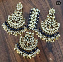 New Black Chand Bali Tikka Kundan Tikka Earrings Most Beautiful Jewelry Set j450 - £37.29 GBP