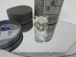 SWAROVSKI SILVER CRYSTAL 7654 NR38 OWL FIGURINE WITH BOX 1-3/8&quot;H GREEN EYES - $42.52
