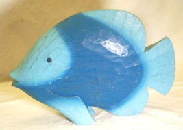 Wooden Blue Tropical Fish Nautical Ocean Decor - $24.74