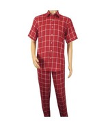 Men INSERCH premium Soft Cool Linen  2pc Walking Leisure suit 7098 Red P... - $211.16 CAD