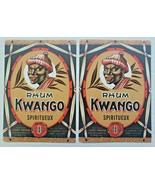 Kwango Rhum Rum Liquor Label Black Man Logo  Fancy Art Lot of 2 NOS DC1 - £7.88 GBP