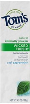 Tom&#39;s of Maine Natural Wicked Fresh! Fluoride Toothpaste, Cool Peppermint, 4.... - £10.38 GBP