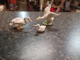 Vintage Set Of 3 Bone China Miniature Goose Gander  Figurines Japan - $24.74