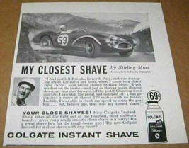 1958 Print Ad Colgate Instant Shave Cream Stirling Moss British Race Car Champ - £8.60 GBP