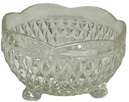 Vintage Indiana Glass Clear Diamond Point 3 Footed Candy Bowl Dish 5" x 3" image 2