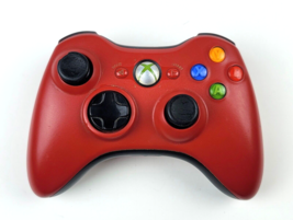OEM Microsoft Xbox 360 Red Wireless Controller model 1403 & battery Works Great - $19.79