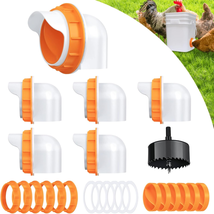 DIY Chicken Feeder No Waste 6 Ports Automatic Poultry Feeder with 6Pcs Stopper &amp; - £23.58 GBP