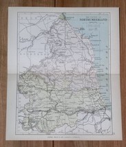 1884 Antique Map Of County Of Northumberland / Newcastle Tynemouth / England - £21.86 GBP