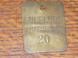 Vintage Gulflube Motor Oil 20 Brass Square Tag - $645.87 MXN