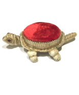 Turtle Nodder Pin Cushion Red Velvet Top Very Clean Vintage Sewing Colle... - $35.37