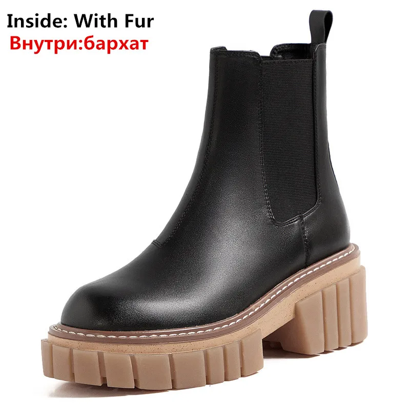 ASUMER 2024 top quality leather shoes women ankle boots autumn  chelsea boots sq - $140.68