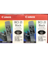 2 PC BCI-21 BLACK INK CARTRIDGE LOT CANON OEM GENUINE - $6.65 CAD