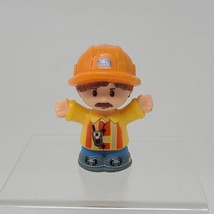 FISHER PRICE LITTLE PEOPLE CONSTRUCTION WORKER BROWN HAIR MUSTACHE ORANG... - $7.91