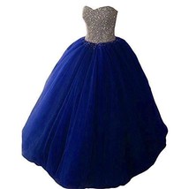 Kivary Silver Sequins Top Ball Gown Tulle Long Corset Prom Quinceanera D... - £139.31 GBP