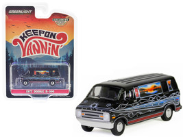 1977 Dodge B-100 Van Black with Mountain Sunrise Graphics &quot;Keep On Vannin&#39;&quot; &quot;Hob - £14.40 GBP