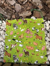 Farm Animals_string bag_green - $7.00