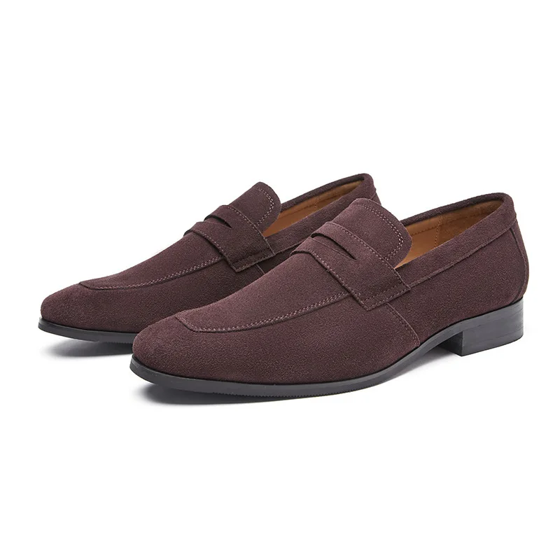 Apanese simple suede leather men shoes business suit men s loafers british slip on shoe thumb200