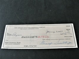 1969 New Albany, Mississippi Coca-Cola Plant- Payroll, Canceled-Used Check. - £10.73 GBP