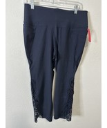 Lane Bryant LIVI Power Blue Lace Side Hem High Rise Crop Leggings Size 1... - $29.99