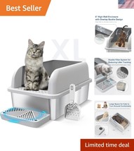 XL Stainless Steel Cat Litter Box with High Sides &amp; Lid - Perfect for La... - $75.99