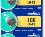 Murata LR43 Battery AG12 386A 1.55V Alkaline Button Cell (10 Batteries) - £5.05 GBP+