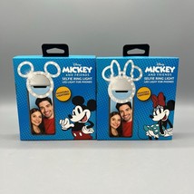 Disney Mickey &amp; Minnie Mouse Selfie Ring LED Light 2-Pack Attaches to Cell Phone - £10.42 GBP