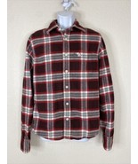 Abercrombie & Fitch Men Size M Maroon Plaid Button Up Shirt Long Sleeve - $7.38