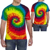 Mens Vibrant Rainbow Spiral Tie Dye Tee Colorful Tye Die T-Shirt S, M, L, XL NEW - £8.52 GBP+