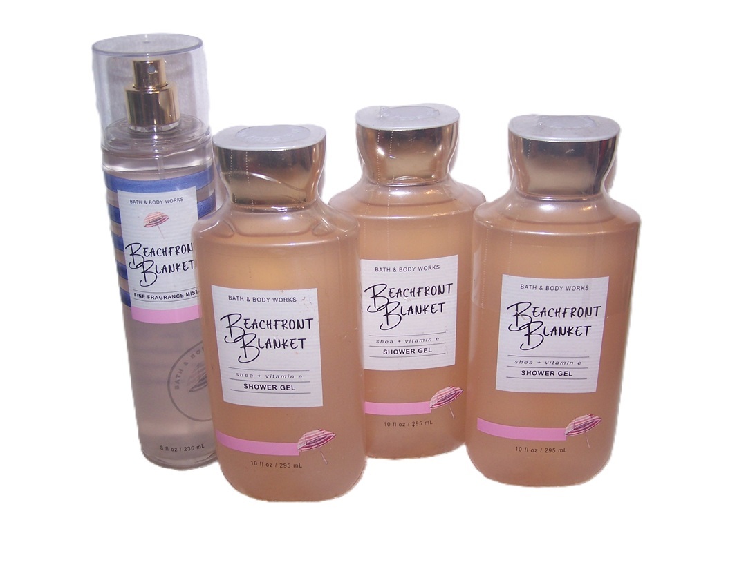 Bath &amp; Body Works Beachfront Blanket Set - Shower Gel &amp; Fragrance Mist 4... - $43.99