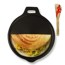 Super Smooth Cast Iron Tawa with Free Wooden Spatula for Dosa Chapathi - £46.53 GBP