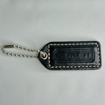 2″ COACH Black Leather Key Fob Bag Charm Keychain Hang Tag - Authentic - £7.93 GBP