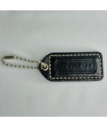 2″ COACH Black Leather Key Fob Bag Charm Keychain Hang Tag - Authentic - £7.78 GBP