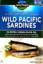 Wild Planet Wild Pacific Sardines 6 x 4.4 Oz Cans in Extra Virgin Olive Oil - $29.68 CAD