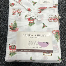 Laura Ashley Queen Sheet Set Holiday Vehicles Evergreen Cottage Farmhouse 4 Pc - £83.93 GBP