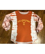 Yellowstone Show Ladies Size Small Patterned 3/4 Sleeves Orange/White Top - £11.76 GBP