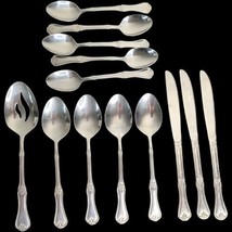 Lot 13 Alco UNKNOWN PATTERN Scrolls Scalloped Spoon Knife 6&quot; Stainless Flatware - £7.53 GBP