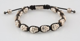 Nialaya Mens Skullbead Sterling Silver Shamballa Bracelet Size 7 Amazing - $1,086.24