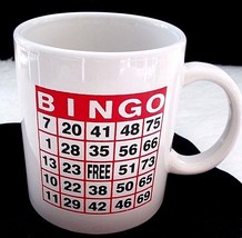 BINGO Card Coffee Mug Good Luck Cup Lucky Charm Super Dedicated Player Fun Gift - £10.05 GBP