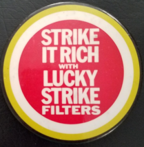 Strike It Rich with Lucky Strike Filters 3&quot; Vintage Pinback Button - £4.65 GBP