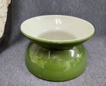 VINTAGE Ceramic HALL SPITTOON GREEN With WHITE Interior CUSPIDOR Stamped - £21.05 GBP