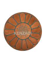 Moroccan leather pouf, round pouf, berber pouf, Light Brown with Light b... - £54.13 GBP