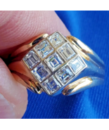 EARTH MINED DIAMOND Carre Engagement Ring ORIGINAL Vintage French cut De... - $4,745.25