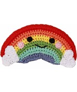 Dog Teeth Cleaning Cotton Crochet Squeaky Small Dog Toy - Happy Rainbow - £11.86 GBP